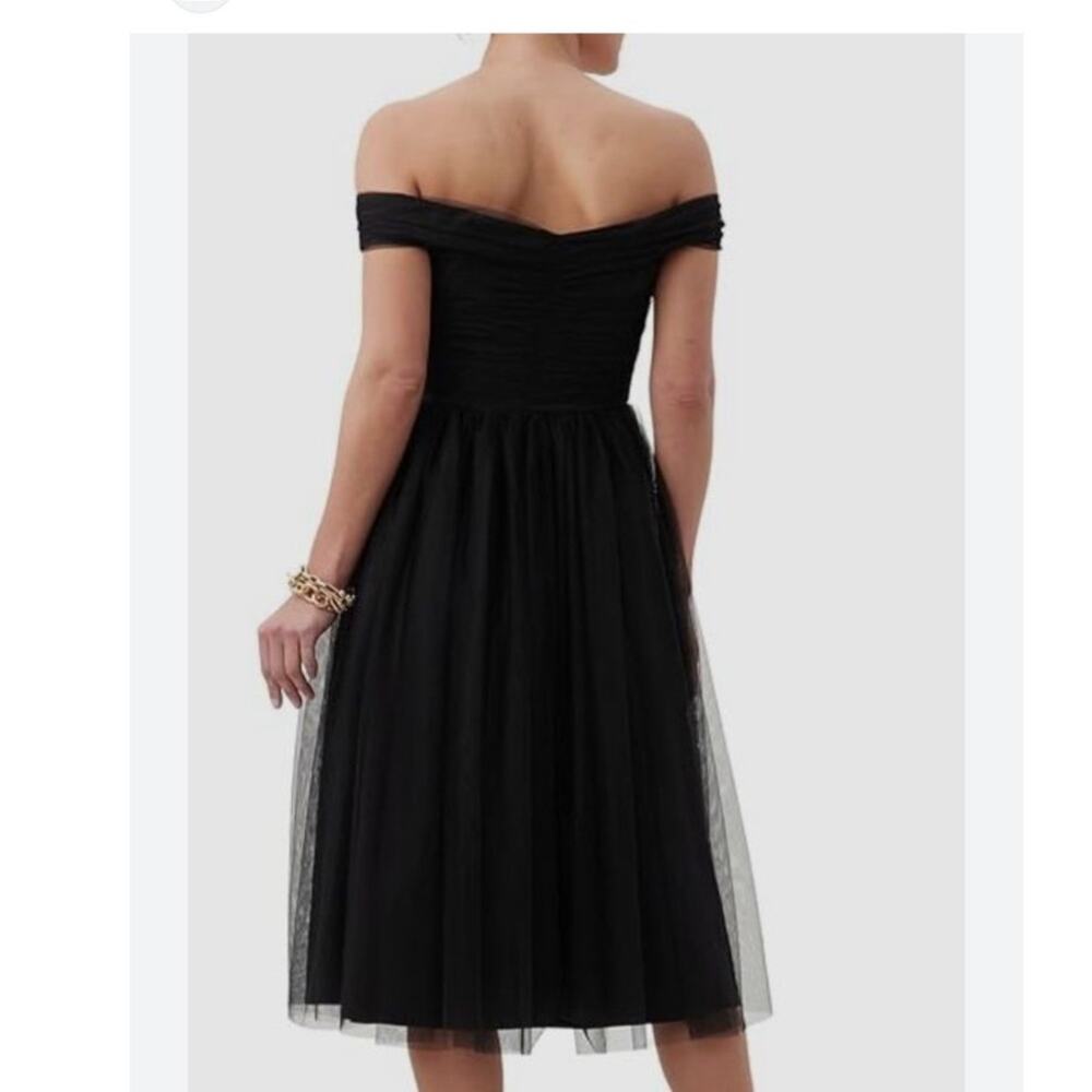 Trina Turk Renai Off-Shoulder Tulle Midi Dress Black Ballerina Size 0